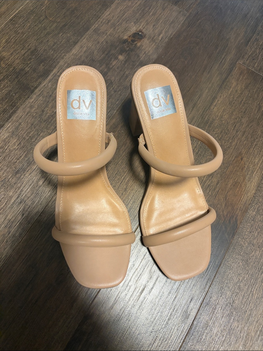 Dolce Vita Nude/Tan Double-Strap Block Heel Sandals